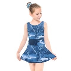 Nature Winter Cold Snow Landscape Kids  Skater Dress Swimsuit by Ndabl3x