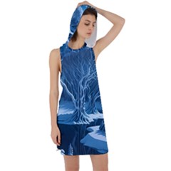 Nature Winter Cold Snow Landscape Racer Back Hoodie Dress