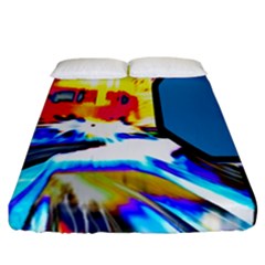 Stop Retro Abstract Stop Sign Blur Fitted Sheet (california King Size) by Ndabl3x