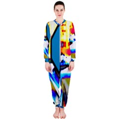 Stop Retro Abstract Stop Sign Blur Onepiece Jumpsuit (ladies) by Ndabl3x