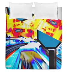 Stop Retro Abstract Stop Sign Blur Duvet Cover Double Side (queen Size) by Ndabl3x