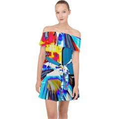 Stop Retro Abstract Stop Sign Blur Off Shoulder Chiffon Dress by Ndabl3x