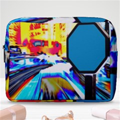 Stop Retro Abstract Stop Sign Blur Make Up Pouch (large) by Ndabl3x