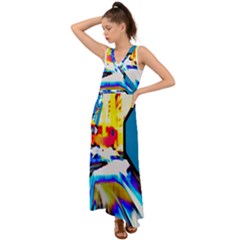 Stop Retro Abstract Stop Sign Blur V-neck Chiffon Maxi Dress by Ndabl3x