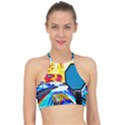 Stop Retro Abstract Stop Sign Blur Racer Front Bikini Top View1