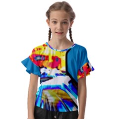 Stop Retro Abstract Stop Sign Blur Kids  Cut Out Flutter Sleeves by Ndabl3x