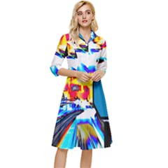 Stop Retro Abstract Stop Sign Blur Classy Knee Length Dress by Ndabl3x