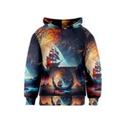 Tree Planet Moon Kids  Pullover Hoodie by Ndabl3x