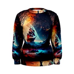 Tree Planet Moon Women s Sweatshirt by Ndabl3x