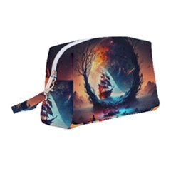 Tree Planet Moon Wristlet Pouch Bag (medium) by Ndabl3x