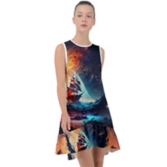 Tree Planet Moon Frill Swing Dress by Ndabl3x