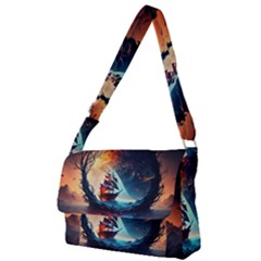 Tree Planet Moon Full Print Messenger Bag (l) by Ndabl3x