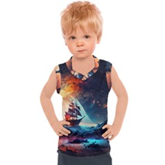 Tree Planet Moon Kids  Sport Tank Top