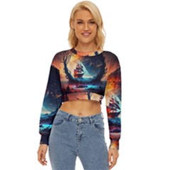 Tree Planet Moon Lightweight Long Sleeve Sweatshirt by Ndabl3x