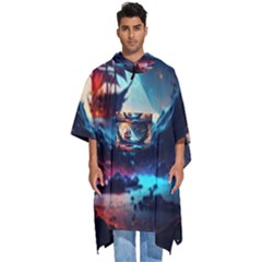 Tree Planet Moon Men s Hooded Rain Ponchos by Ndabl3x