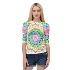 Mandala Pattern Rainbow Pride Quarter Sleeve Raglan Tee