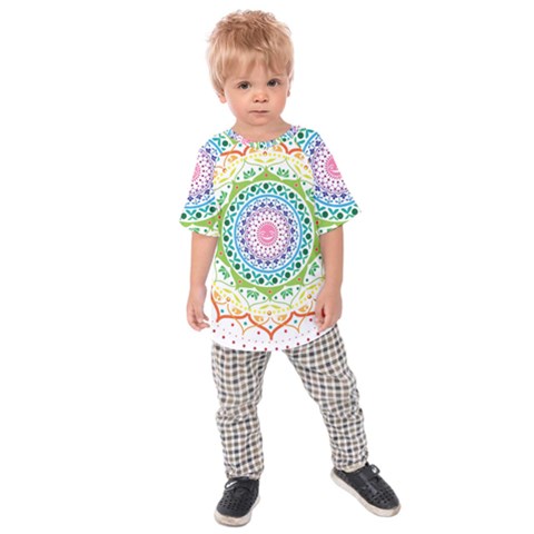 Mandala Pattern Rainbow Pride Kids  Raglan Tee by Ndabl3x