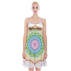 Mandala Pattern Rainbow Pride Spaghetti Strap Velvet Dress by Ndabl3x