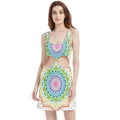 Mandala Pattern Rainbow Pride Velour Cutout Dress by Ndabl3x