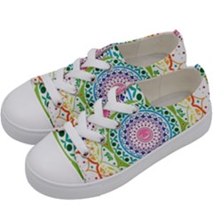 Mandala Pattern Rainbow Pride Kids  Low Top Canvas Sneakers by Ndabl3x