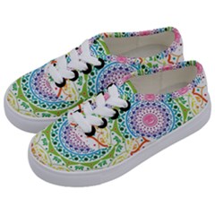 Mandala Pattern Rainbow Pride Kids  Classic Low Top Sneakers by Ndabl3x