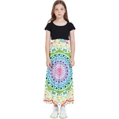 Mandala Pattern Rainbow Pride Kids  Flared Maxi Skirt by Ndabl3x