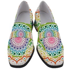 Mandala Pattern Rainbow Pride Women s Chunky Heel Loafers by Ndabl3x