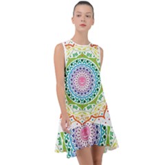 Mandala Pattern Rainbow Pride Frill Swing Dress by Ndabl3x