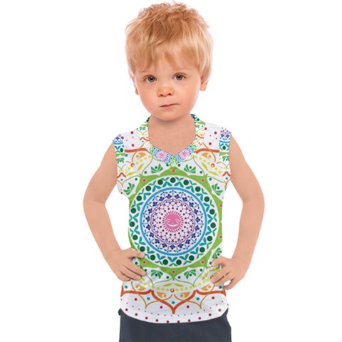 Mandala Pattern Rainbow Pride Kids  Sport Tank Top by Ndabl3x