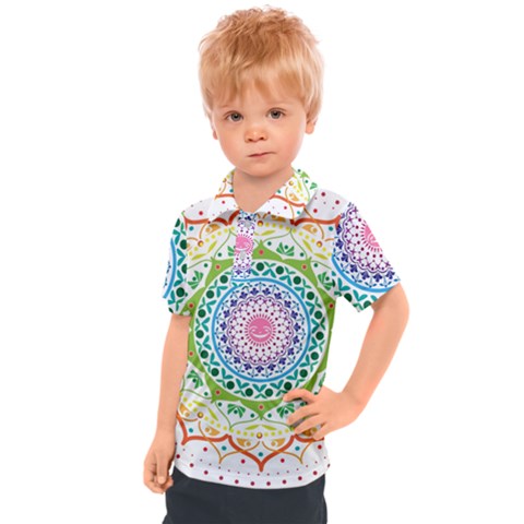 Mandala Pattern Rainbow Pride Kids  Polo Tee by Ndabl3x