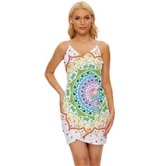 Mandala Pattern Rainbow Pride Wrap Tie Front Dress by Ndabl3x