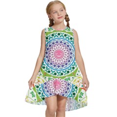 Mandala Pattern Rainbow Pride Kids  Frill Swing Dress by Ndabl3x