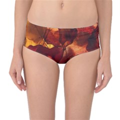 Leaves Fall Autumn Season Orange Mid-waist Bikini Bottoms by Ndabl3x