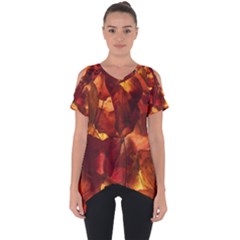 Leaves Fall Autumn Season Orange Cut Out Side Drop Tee by Ndabl3x