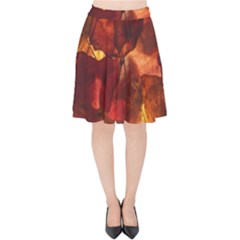 Leaves Fall Autumn Season Orange Velvet High Waist Skirt by Ndabl3x