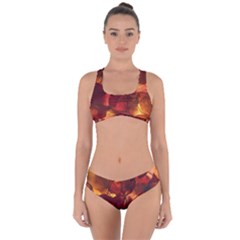 Leaves Fall Autumn Season Orange Criss Cross Bikini Set by Ndabl3x