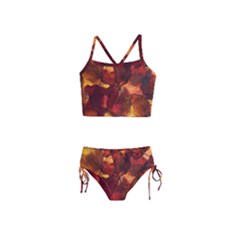 Leaves Fall Autumn Season Orange Girls  Tankini Swimsuit by Ndabl3x