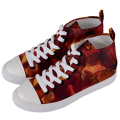 Leaves Fall Autumn Season Orange Women s Mid-top Canvas Sneakers by Ndabl3x