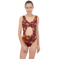 Leaves Fall Autumn Season Orange Center Cut Out Swimsuit by Ndabl3x