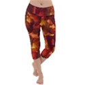 Leaves Fall Autumn Season Orange Lightweight Velour Capri Yoga Leggings View1