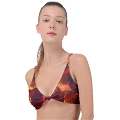 Leaves Fall Autumn Season Orange Knot Up Bikini Top by Ndabl3x