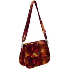 Leaves Fall Autumn Season Orange Saddle Handbag by Ndabl3x