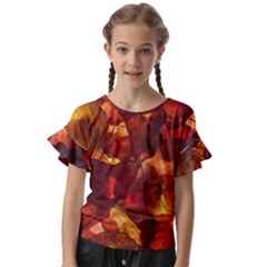 Leaves Fall Autumn Season Orange Kids  Cut Out Flutter Sleeves by Ndabl3x