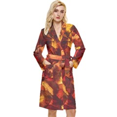 Leaves Fall Autumn Season Orange Long Sleeve Velvet Robe by Ndabl3x