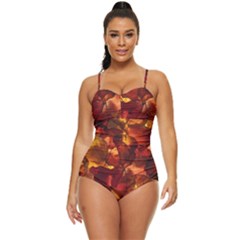 Leaves Fall Autumn Season Orange Retro Full Coverage Swimsuit by Ndabl3x