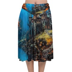 Castle Fantasy Velvet Flared Midi Skirt