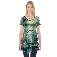 River Forest Wood Nature Short Sleeve Tunic  by Ndabl3x