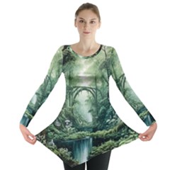 River Forest Wood Nature Long Sleeve Tunic  by Ndabl3x