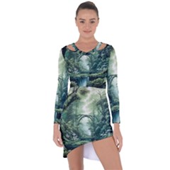 River Forest Wood Nature Asymmetric Cut-out Shift Dress by Ndabl3x