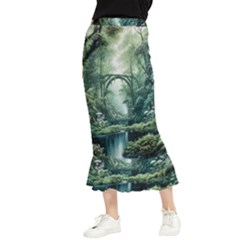 River Forest Wood Nature Maxi Fishtail Chiffon Skirt by Ndabl3x